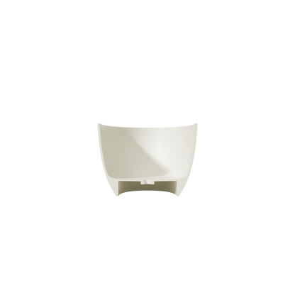 MEDUNJESS 63" Minimalist Travertine Solid Surface Boat-Shaped Freestanding Bathtub