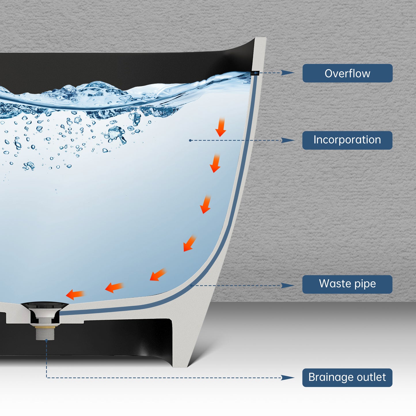 Medunjess 67'' Freestanding Soaking Bathtub Solid Surface Soaking Tubs in Matte Black