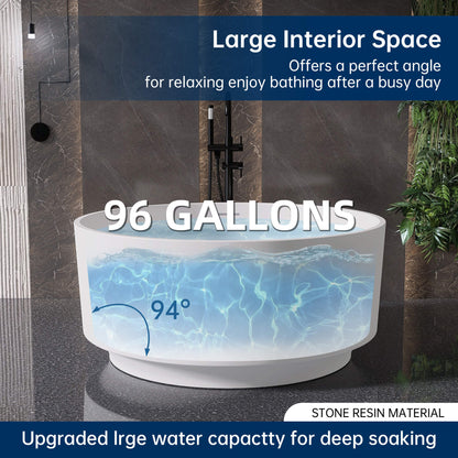 Medunjess 49" Eco-Friendly Round Resin Stone Bathtub