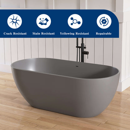 Medunjess 59'' Freestanding immersion solid surface bathtubs