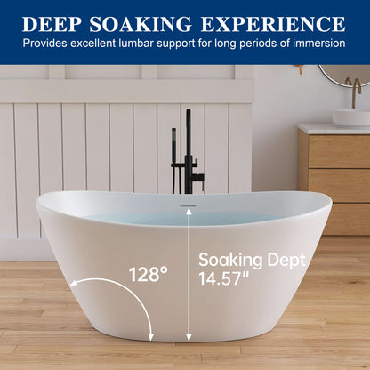 Medunjess 59'' Obelisk Freestanding Bathtub Solid Surface Stone