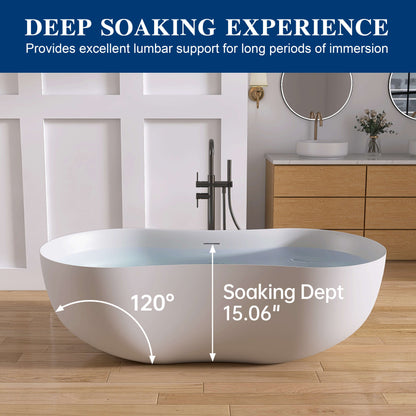 Medunjess Freestanding Bathtub Solid Surface Serenity Wave Bathtub