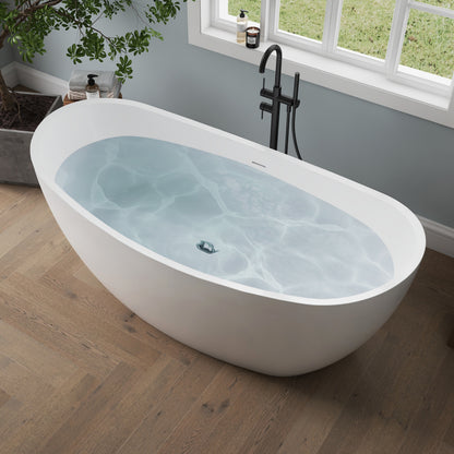 Medunjess 66'' Amis Freestanding Acrylic Tub Deep Soaking Bathtub