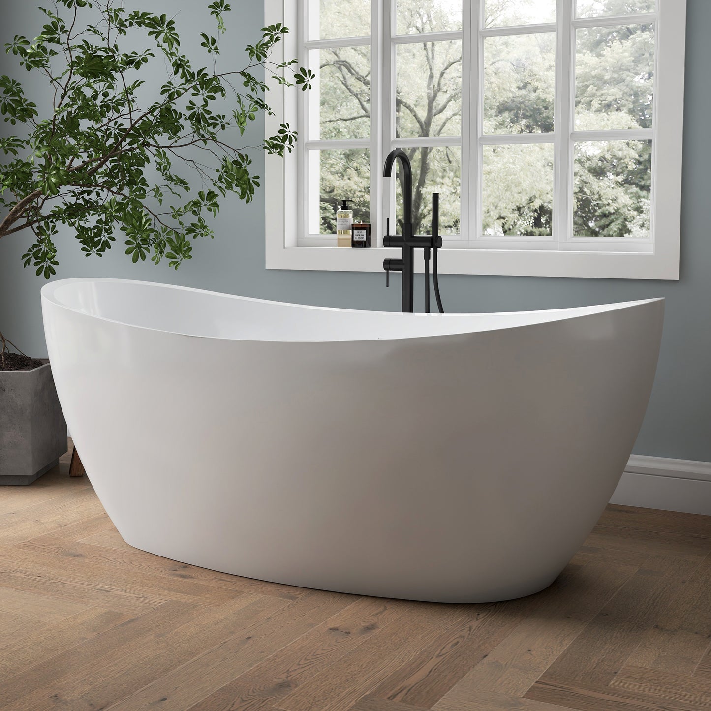 Medunjess 66'' Amis Freestanding Acrylic Tub Deep Soaking Bathtub