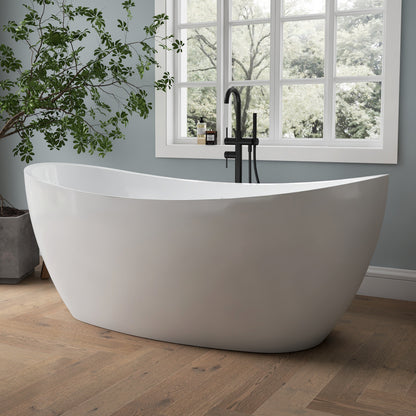 Medunjess 66'' Amis Freestanding Acrylic Tub Deep Soaking Bathtub