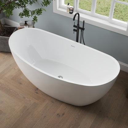 Medunjess 66'' Amis Freestanding Acrylic Tub Deep Soaking Bathtub