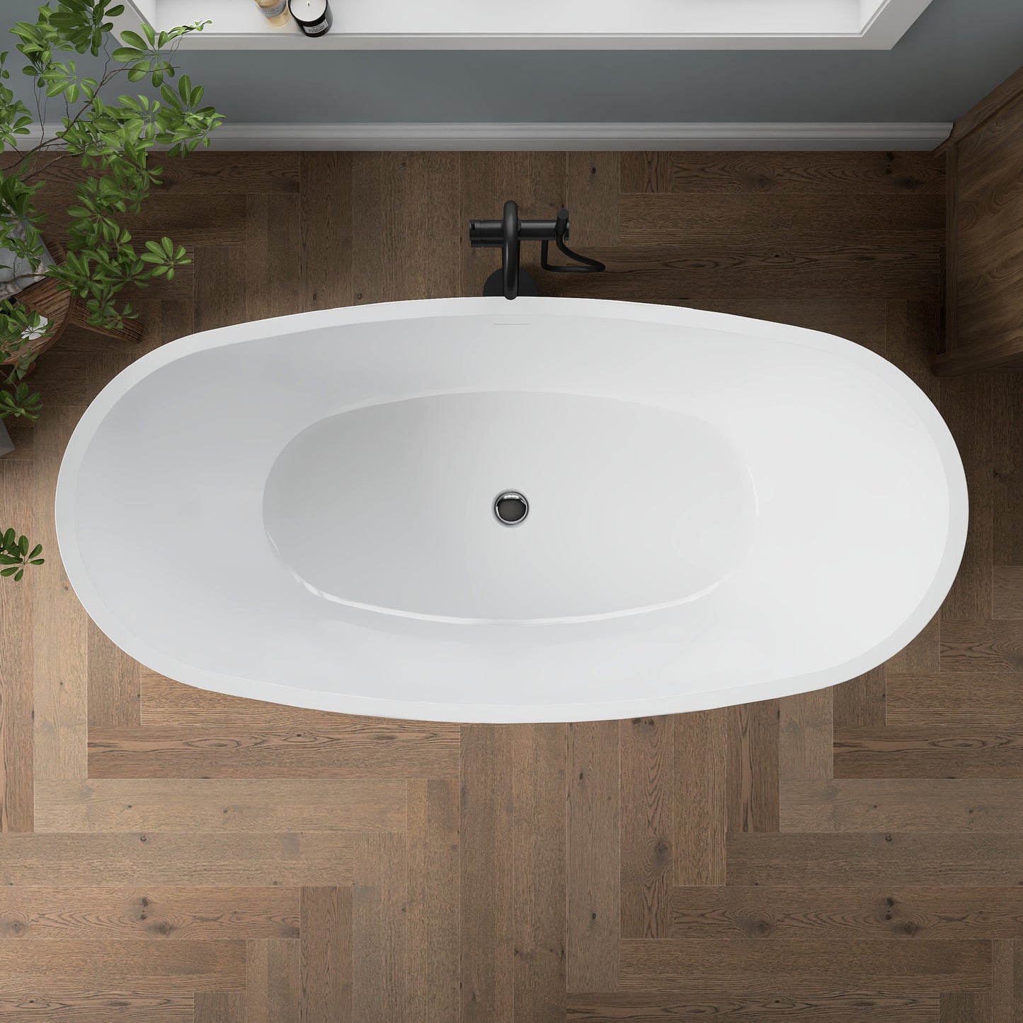 Medunjess 66'' Amis Freestanding Acrylic Tub Deep Soaking Bathtub