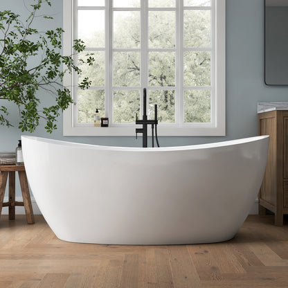 Medunjess 66'' Amis Freestanding Acrylic Tub Deep Soaking Bathtub