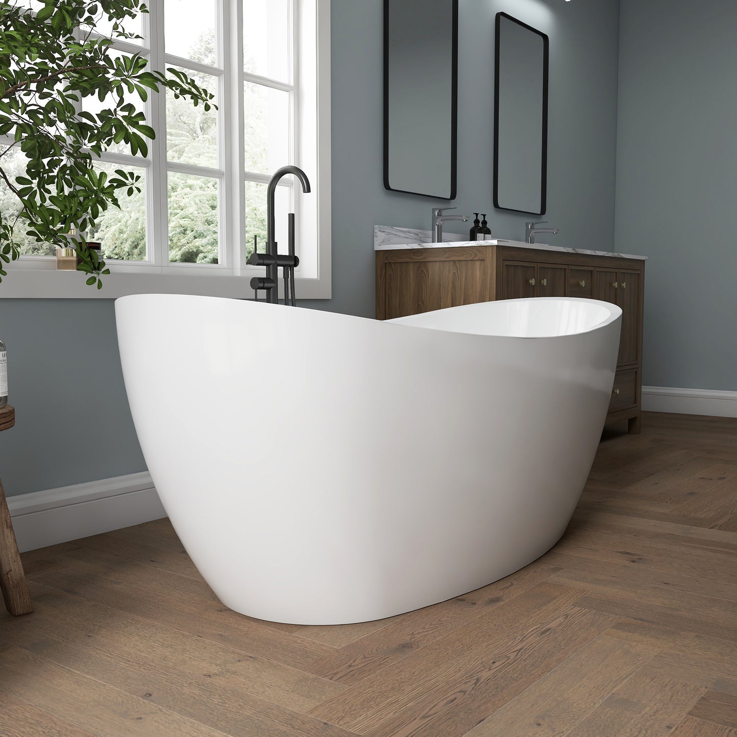 Medunjess 66'' Amis Freestanding Acrylic Tub Deep Soaking Bathtub