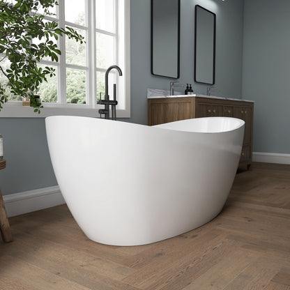 Medunjess 66'' Amis Freestanding Acrylic Tub Deep Soaking Bathtub