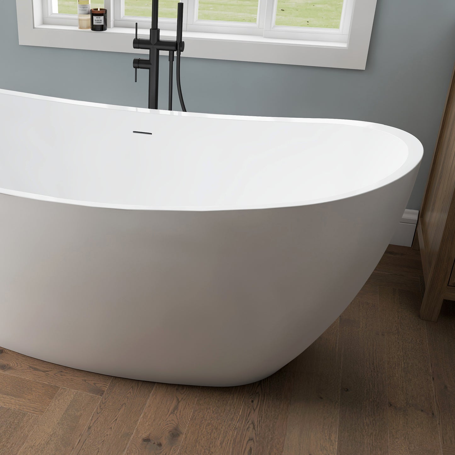 Medunjess 66'' Amis Freestanding Acrylic Tub Deep Soaking Bathtub