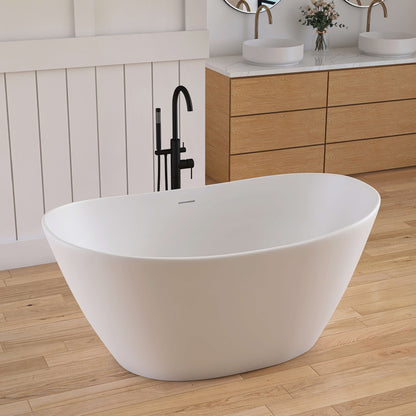 Medunjess 59'' Obelisk Freestanding Bathtub Solid Surface Stone