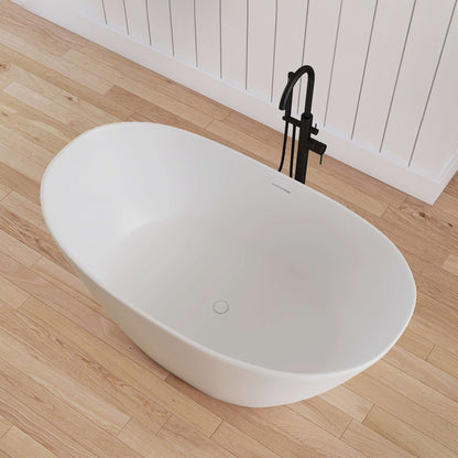 Medunjess 59'' Obelisk Freestanding Bathtub Solid Surface Stone