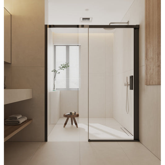 Medunjess DU74-06B 56"- 60" W X 74" H Single Sliding Semi-Frameless Shower Door