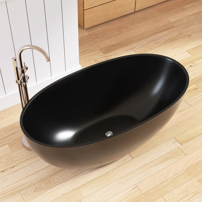 Medunjess 55'' Freestanding Tub Solid Surface Freestanding Soaking Bathtub