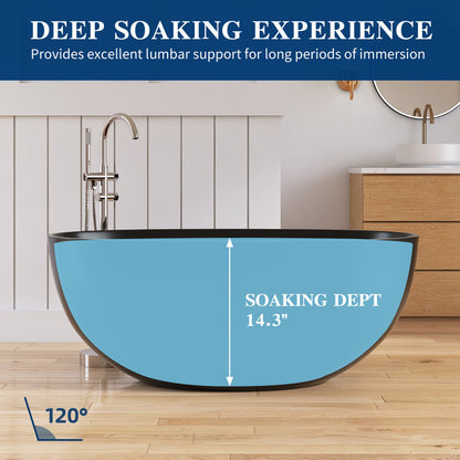Medunjess 55'' Freestanding Tub Solid Surface Freestanding Soaking Bathtub