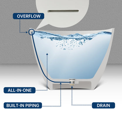 Medunjess 55'' Freestanding Tub Solid Surface Freestanding Soaking Bathtub