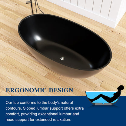 Medunjess 55'' Freestanding Tub Solid Surface Freestanding Soaking Bathtub