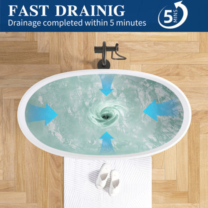 Medunjess 55'' Freestanding Tub Solid Surface Freestanding Soaking Bathtub