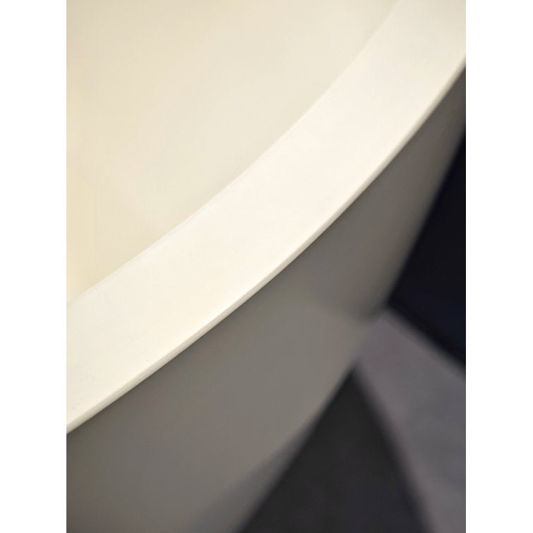 Medunjess Creamy 65'' Freestanding Bathtub Solid Surface Stone Resin Soaking Tub