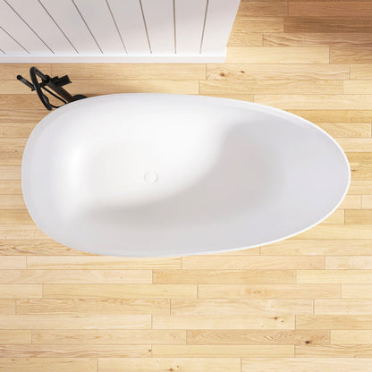 Medunjess 71" Freestanding Tub Solid Surface Resin Stone Freestanding Soaking Bathtub