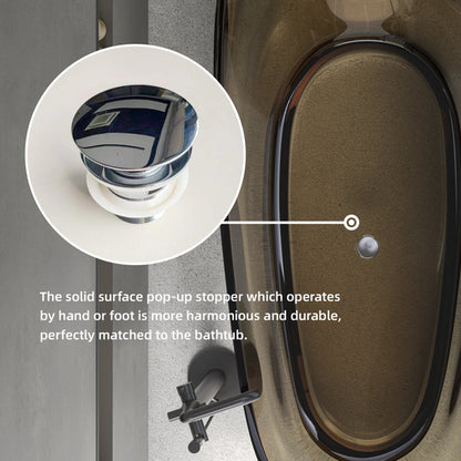 67" Freestanding Soaking Bathtub Solid Surface Soaking Tubs Transparent Brown