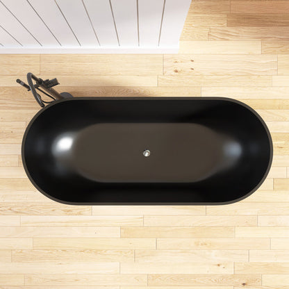 Medunjess 69" Freestanding Soaking Bathtub Solid Surface Stone Resin Soaking Tubs