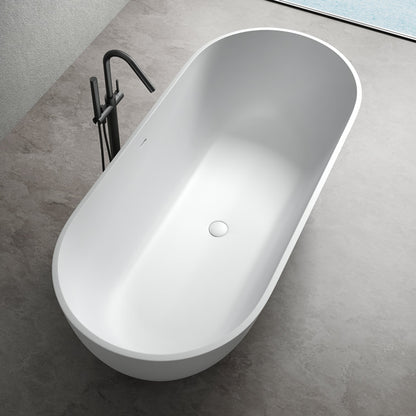Medunjess 69" Freestanding Soaking Bathtub Solid Surface Stone Resin Soaking Tubs