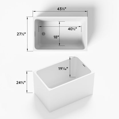 43'' x 28'' Freestanding Soaking Acrylic Bathtub