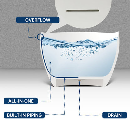 Medunjess 63'' Freestanding Tub Solid Surface Freestanding Soaking Bathtub