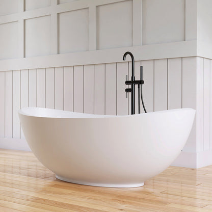 Medunjess 63.4'' x 34.5'' Freestanding Soaking Solid Surface Bathtub