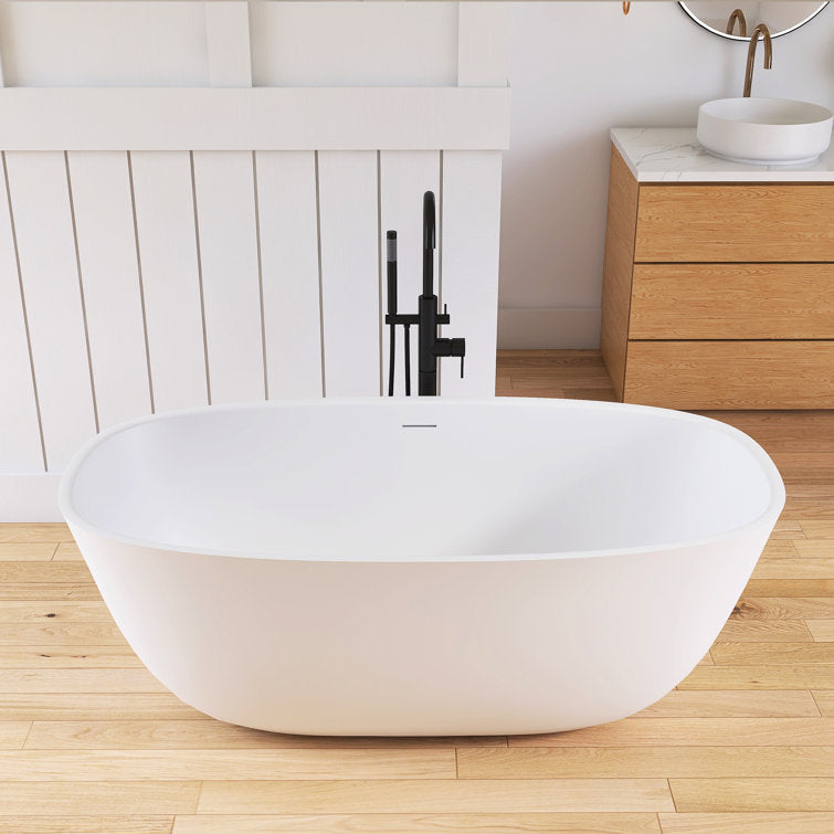 Medunjess 59.06'' x 29.53'' Freestanding Soaking Solid Surface Bathtub