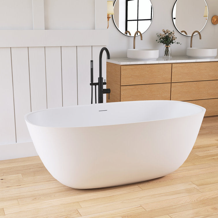 Medunjess 59.06'' x 29.53'' Freestanding Soaking Solid Surface Bathtub