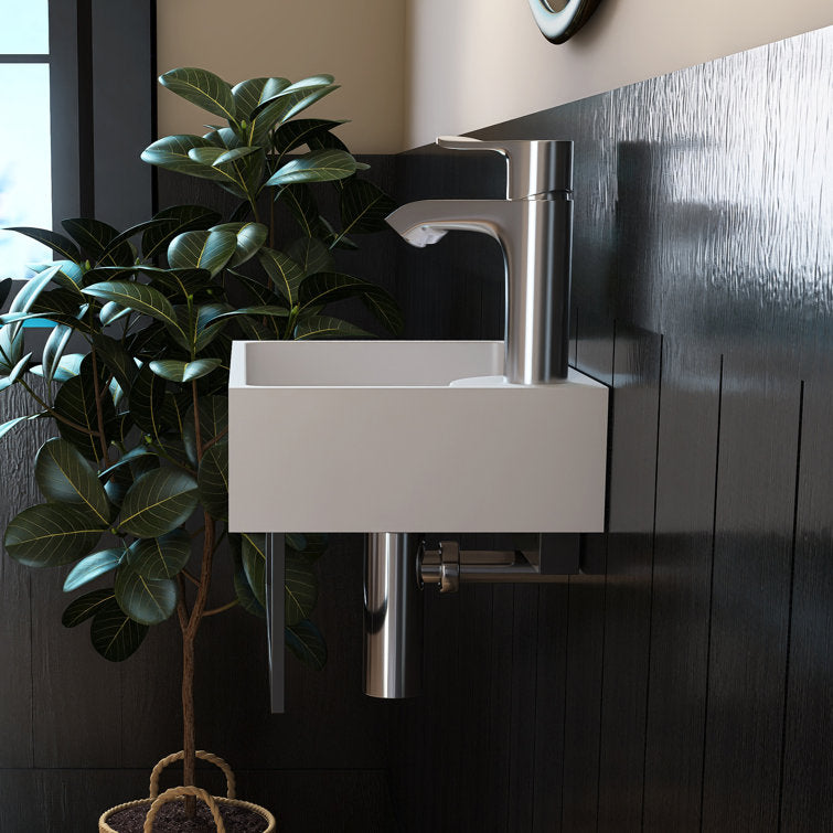 Lordear 16" L X 12" W Wall Mounted Bathroom Sink With Towel Rack White Ceramic Bathroom Sink Wall Hung Sink Oaer1955