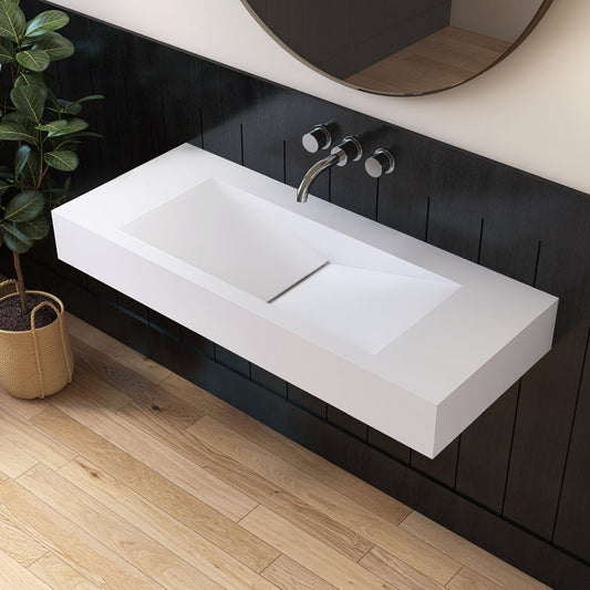 MEDUNJESS 19.69'' Solid Surface Rectangular Bathroom Sink