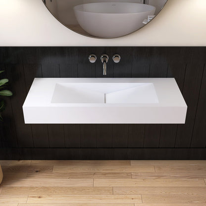 MEDUNJESS 19.69'' Solid Surface Rectangular Bathroom Sink
