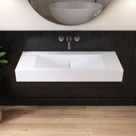 MEDUNJESS 19.69'' Solid Surface Rectangular Bathroom Sink