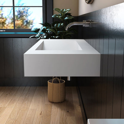 MEDUNJESS 19.69'' Solid Surface Rectangular Bathroom Sink