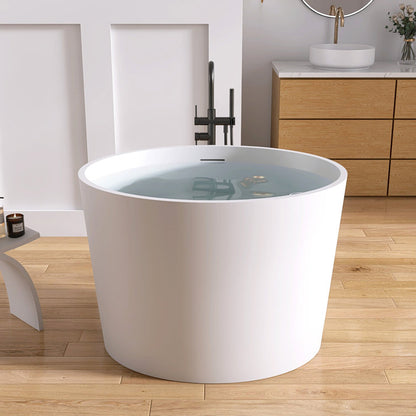 Medunjess 39'' Freestanding Tub Solid Surface Japanese Soaking Bathtub With Seat