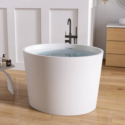 Medunjess 39'' Freestanding Tub Solid Surface Japanese Soaking Bathtub With Seat