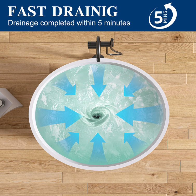 Medunjess 39'' Freestanding Tub Solid Surface Japanese Soaking Bathtub With Seat