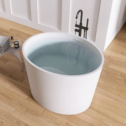 Medunjess 39'' Freestanding Tub Solid Surface Japanese Soaking Bathtub With Seat