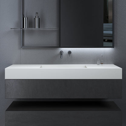Medunjess 47'' Wall Mount Bathroom Sink Solid Surface Bathroom Sink in White