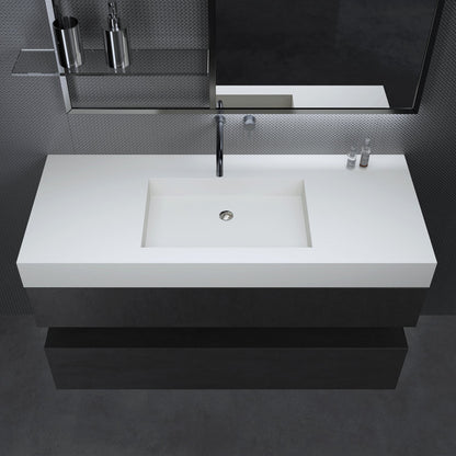 Medunjess 47'' Wall Mount Bathroom Sink Solid Surface Bathroom Sink in White