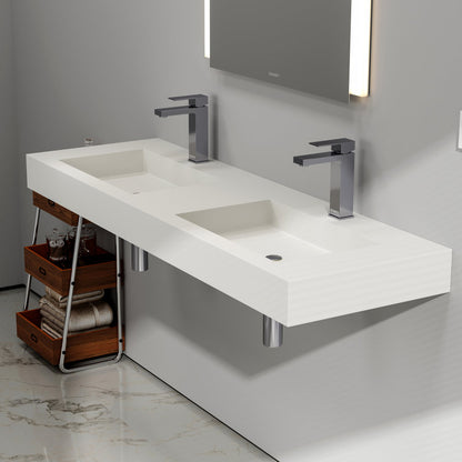 Medunjess 59'' Wall Mounted Bathroom Sink Solid Surface Double sink