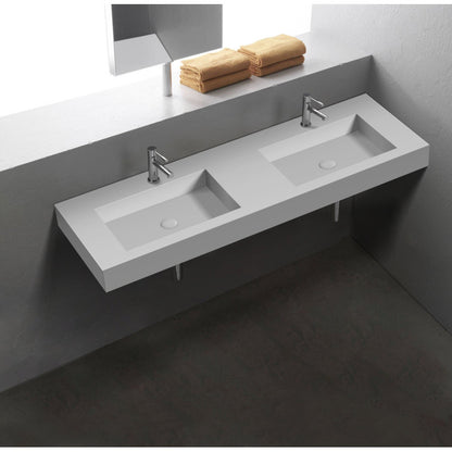 Medunjess 59'' Wall Mounted Bathroom Sink Solid Surface Double sink