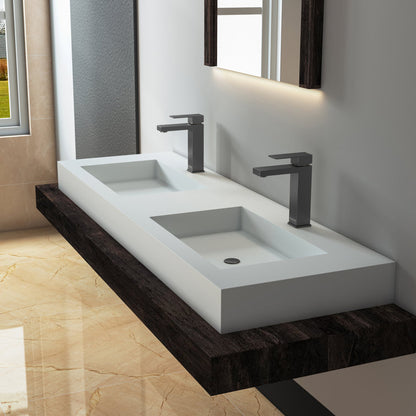 Medunjess 59'' Wall Mounted Bathroom Sink Solid Surface Double sink