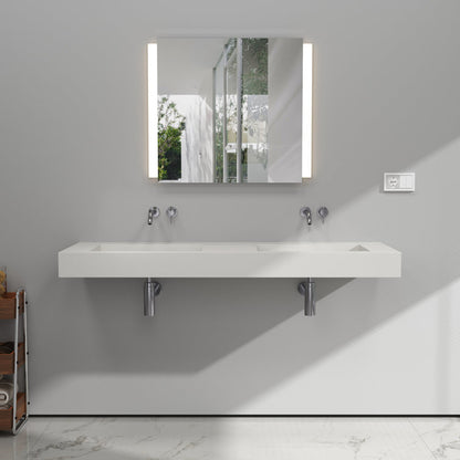 Medunjess 59'' Wall Mounted Bathroom Sink Solid Surface Double sink