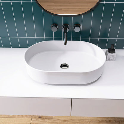 Medunjess 23'' Oval Bathroom Sink Solid Surface Vessel Sink