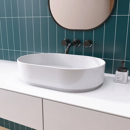 Medunjess 23'' Oval Bathroom Sink Solid Surface Vessel Sink